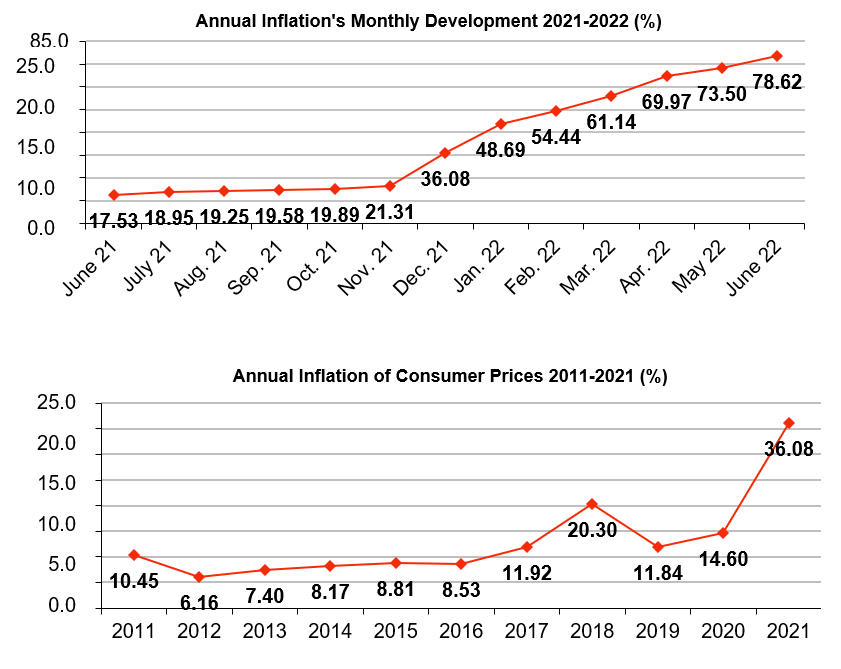 turkey inflation graph july 2022